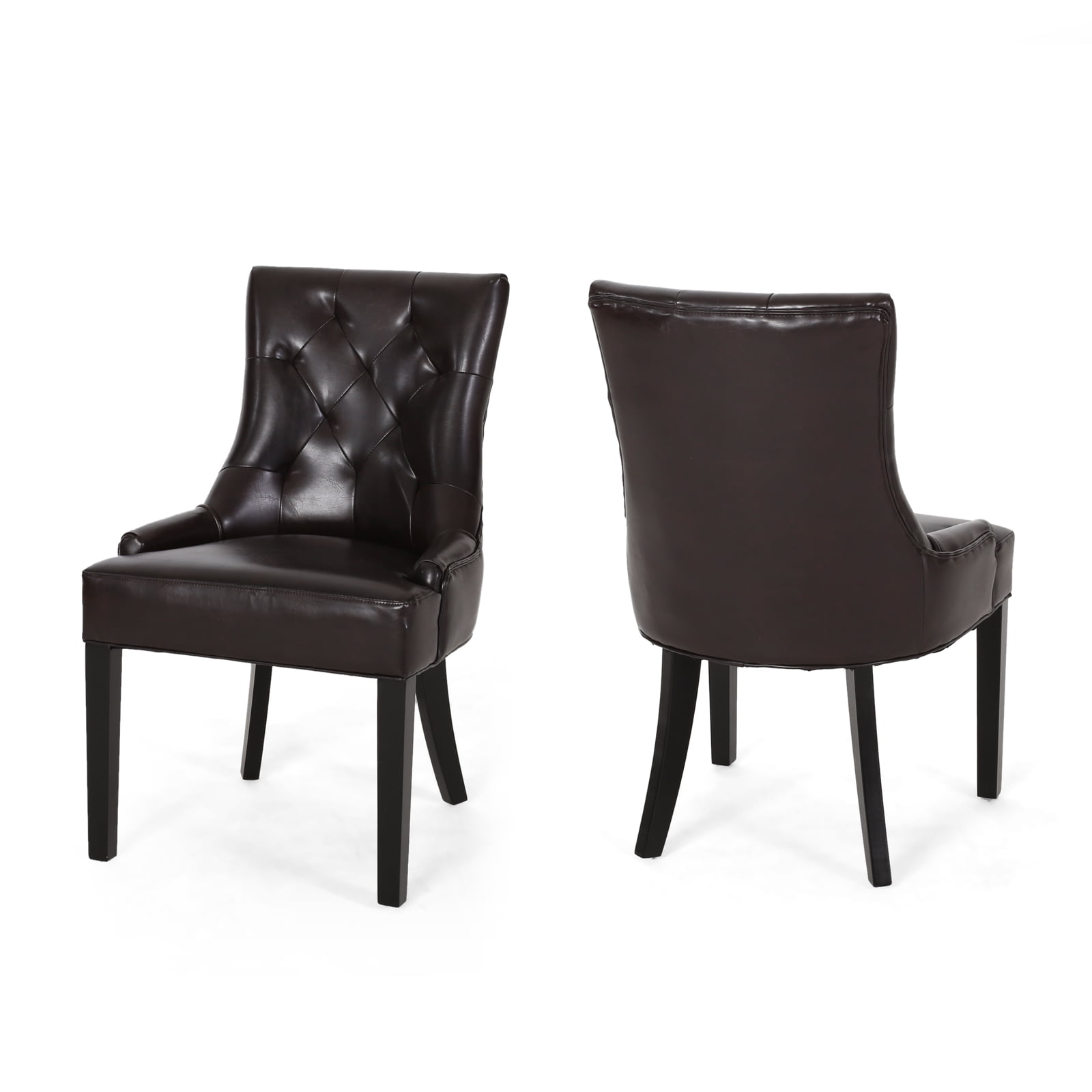 Kadyn 2 Pcs Modern Living Dining Room Chairs, Leather Dining Arm Chairs for Bedroom, Kitchen Chair with Solid Wood Legs and Inclined Handrail, Brown Kadyn 2 Pcs Modern Living Dining Room Chairs, Leather Dining Arm Chairs for Bedroom, Kitchen Chair with Solid Wood Legs and Inclined Handrail, Brown