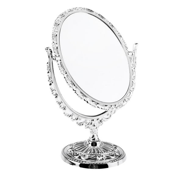 2 Way Women Makeup Mirror Cosmetic Mirrors Stand Mirror Retro European Style Oval