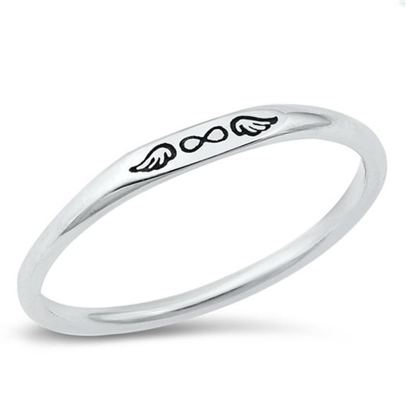 Infinity Guardian Angel Wings Ring .925 Sterling Silver Band Jewelry Female Male Unisex Size 7