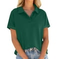 thumbnail image 2 of Green Tops for Women Clothing T Shirts for Women Women Short Sleeved Casual Stand Up Collar Buckle Top Casual Collar Loose Top Summer Tops for Women 2026 Womens Blouses, 2 of 4