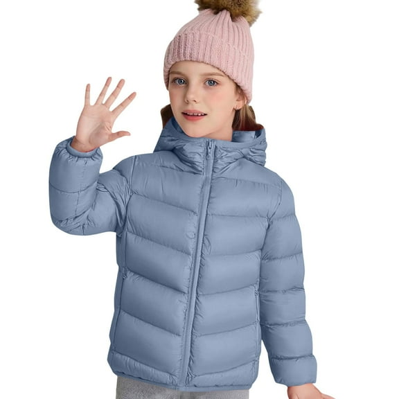 YunPes Kids Winter Coat Girls Light Quilted Puffer Jacket Boys Packable Hooded Outerwear for School and Outdoor Activities