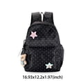 thumbnail image 2 of HUISZJ Polka Dot Backpack, Nylon Shoulder Bag with Pendant, Large Capacity Travel Daypack for Work Travel Outdoor (Black), 2 of 6