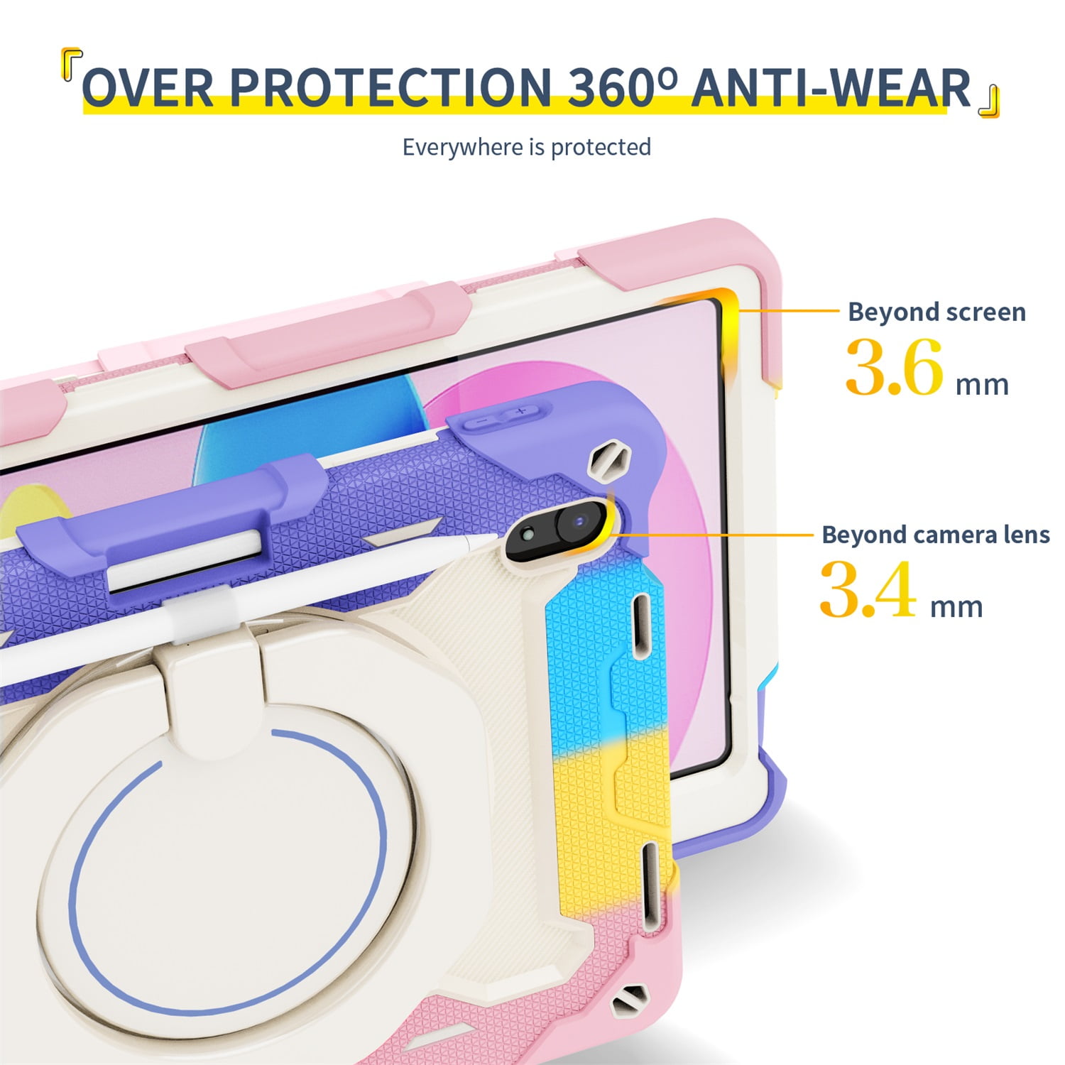 iPad 10th Generation 10.9 Inch Case 2022, TECH CIRCLE Heavy Duty Shockproof Rugged Protective Rotating Stand Case with Pencil Holder Handle Grip Kids Case for Apple iPad iPad 10th Gen 2022,Darkblue