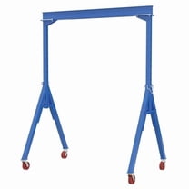 Vestil AHS-6-15-12-VG 6000 lbs 15 x 12 ft. Steel Adjustable Height Gantry Crane with V-Groove Cast Iron Casters - Blue