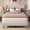 Gray, variant on Bestier Queen Bed Frame with Wingback Headboard, Corduroy Upholstered Platform Bed with Wood Slats, No Box Spring Needed, Taupe