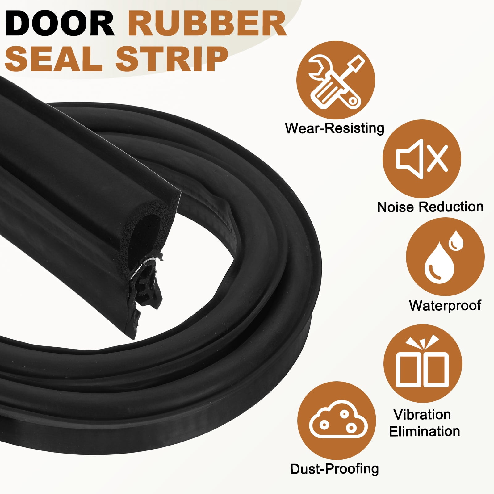 Door Weather Stripping 6.5FT, 20mm W x 23mm H EPDM Car Door Rubber Edge Trim Seal Strip Gasket with Top Bulb Fit 1mm to 2.5mm Edge for Electrical Cabinet Cars Boat RVs Truck, Black