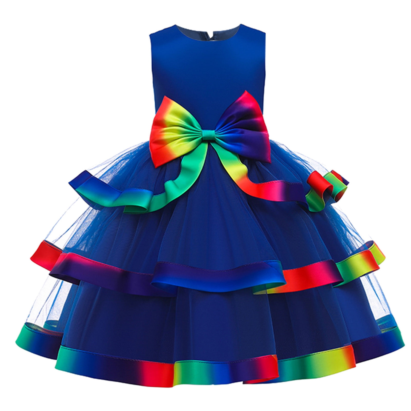 nsendm Girls Dress Big Kid Clothes Girls Casual Dresses Size 8 Child Girls Sleeveless Ruffles Bowknot Pageant Dress Birthday Party Kids