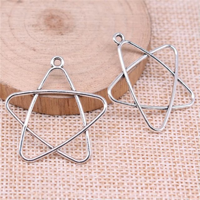 HOOUN 100 Pcs Tibetan Silver Star Charms Pendant 34X30MM Diy Making B16069