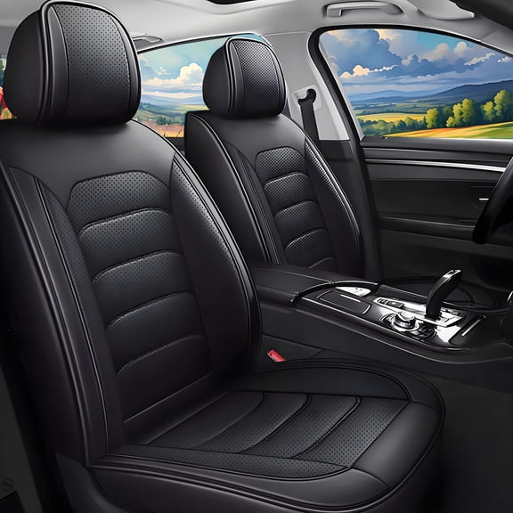 HuaGuan Fit for Honda Civic 2020-2025 Seat Covers - Full Set Waterproof Leather Car Seat Covers Compatible Airbag(5 Seat,Black)