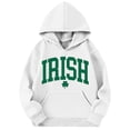 thumbnail image 4 of Girls St. Patrick's Day Hoodless Hoodies Sweatshirt With Irish Letter Print Hooded Pocket Pullover White 7 Y-8 Y, 4 of 4