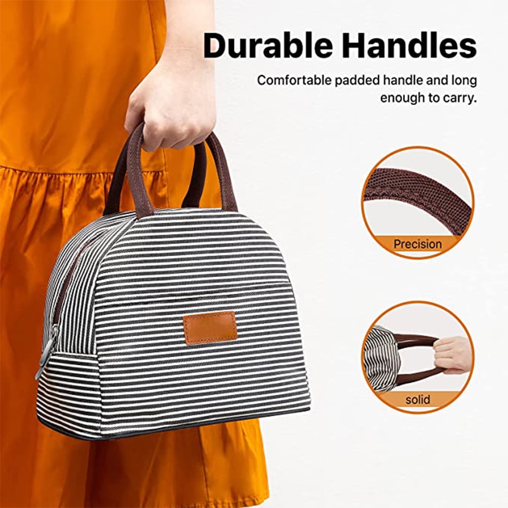 Kepooman Large Drinks Holder Thermal Snacks Organizer Lunch Bag Insulated Lunch Box Wide-Open Lunch Tote Bag for Adults College Work Picnic Hiking Beach Fishing, Black & White Stripes Kepooman Large Drinks Holder Thermal Snacks Organizer Lunch Bag Insulated Lunch Box Wide-Open Lunch Tote Bag for Adults College Work Picnic Hiking Beach Fishing, Black & White Stripes