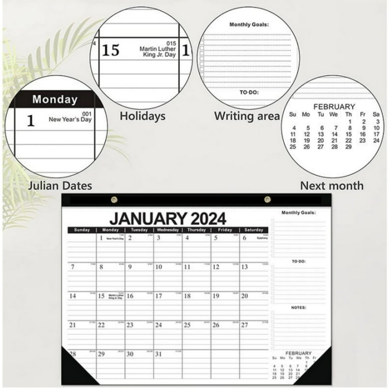 Large Desk Calendar 2024-2025, 18 Month Desktop Calendar Runs From Jan 2024  To Jun 2025, 17 X 12 Desk Calendar With To-do List Julian Date - Desk Pa