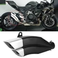 thumbnail image 4 of Piezas de modificación de tubo silenciador de escape doble de motocicleta de acero inoxidable negro Universal de 51mm, 4 of 7
