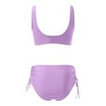 thumbnail image 4 of Tungbrin High Waisted Bikini Sets for Women 2 Piece Cross Front Wirefree Padded Tankini Swim Suits with Side Drawstring Bikini, 4 of 5
