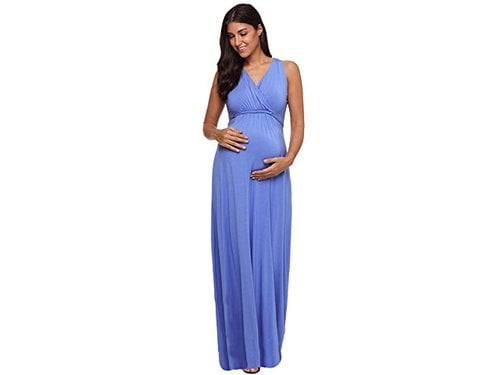 ruched maternity maxi dress