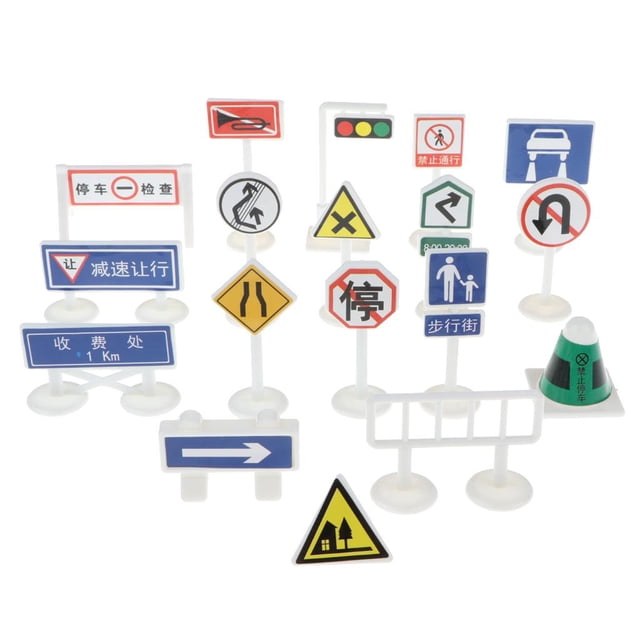 Accesorios de Juguetes Hugo Señales de Tráfico 18 piezas Plástico Multicolor