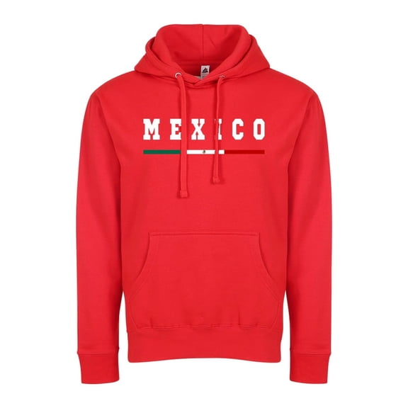Mexico Flag Hoodie, Unisex Pullover Sweatshirt, Soccer Fan Apparel - Red - Small