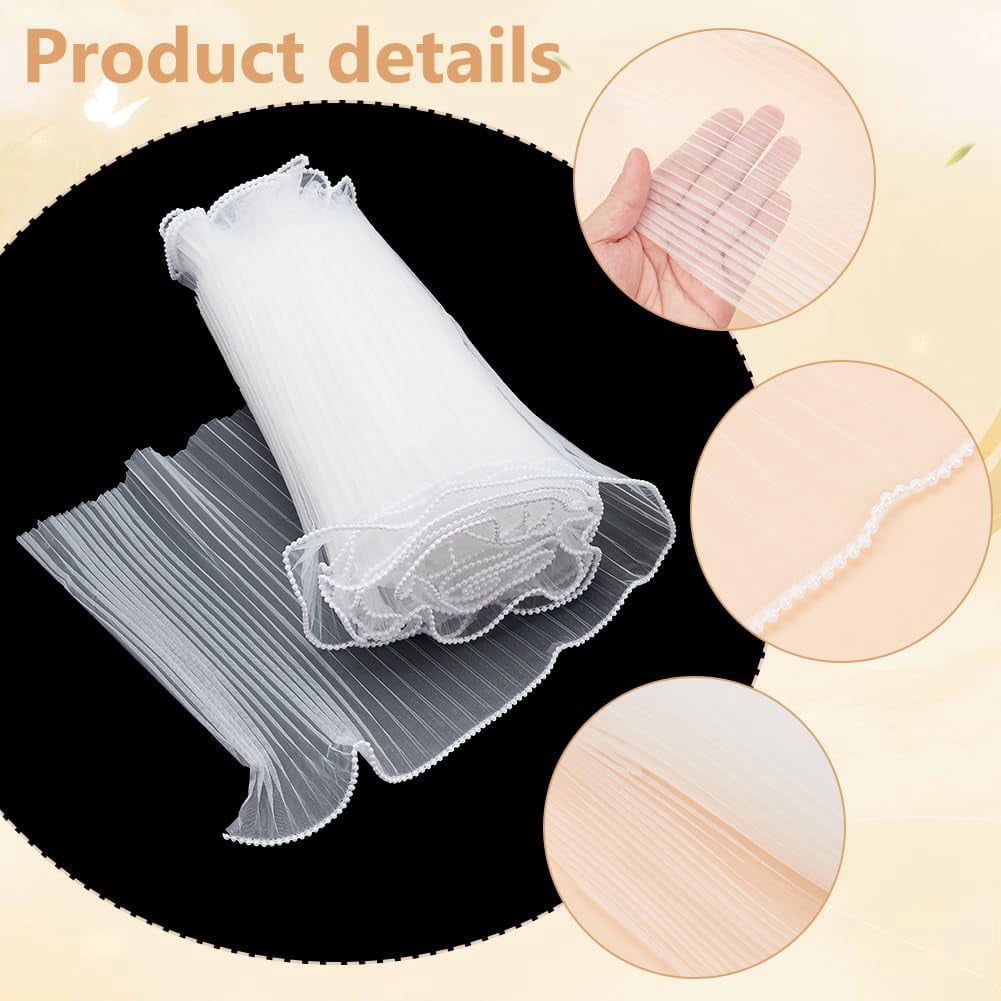 1set 10.94yards/10M Polyester Pleated Lace Trim Ruffled Lace Ribbon with Plastic Pearl Edge for Bouquet Wrapping Gift tion Pink 10-5/8 inch(270mm) Craft Supplies Handmade Set