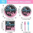 thumbnail image 5 of 96 Pcs Gender Reveal Burnouts or Bows Party Plate Napkins Forks Disposable Tableware Decor Pink and Blue, 5 of 8