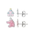 thumbnail image 3 of Brilliance Fine- Women's Enchanted Unicorn & Castle Sterling Silver Earring Set, 3 of 6