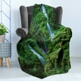 thumbnail image 4 of Landscape Soft Flannel Fleece Throw Blanket, Indonesia Madakaripura Waterfall Aerial Photo Nature Jungle Landscape, Cozy Plush for Indoor and Outdoor Use, 50" x 70", Green Pale Sky Blue, by Ambesonne, 4 of 5