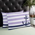 thumbnail image 4 of Anchor Purple Throw Pillow Cover 24 x 36 Inch Decorative Pillow Cover Modern Navy Blue White Striped Nautical Lumbar Pillowcase Seasonal Rectangle Cushion Case for Couch Sofa Bed Living Room, 4 of 7