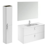 Concert 100 Pack 2 Gloss White Complete Vanity Unit with Column and Mirror