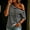 Black, variant on Short Sleeve Womens Casual Summer Tops One Shoulder Striped Shirt Loose Fit Pullover Tops