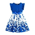 thumbnail image 1 of felwors Girls' Summer Butterfly Print Dress Sleeveless Ruffled A-Line Sundress Holiday Party Daily Wear for 5-10Years, 1 of 3