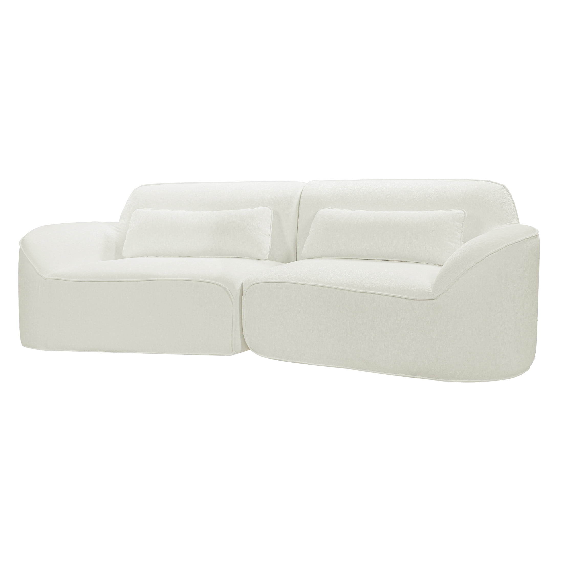 Christopher Knight Home 95" Modern Upholstered Curved Compressed Sectional Sofa with Pillows, Beige
