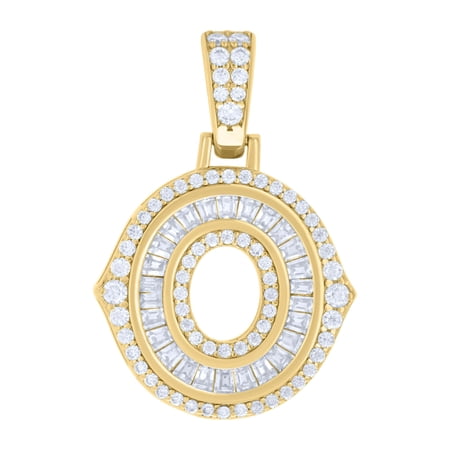 Yellow Gold Plated Princess Moissanite Block Letter O Initial Pendant 1 CT
