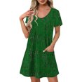 thumbnail image 2 of Liquidation d'Été 2025! Robe Grande Taille pour Femmes, Liquidation de Robe d'Été pour Femmes, Mode Féminine Robe Décontractée à Manches Courtes Imprimée Col en V, 2 of 5