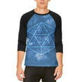 thumbnail image 1 of Sacred Geometry Icosahedron Crystal Wind Mens Raglan T Shirt White-Black X-LG, 1 of 2