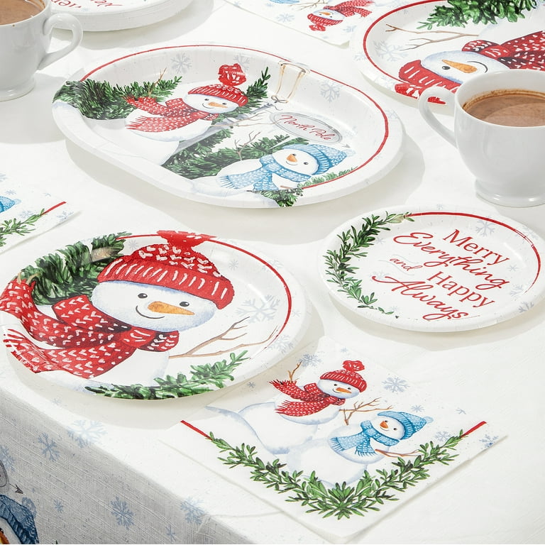 Snowman Round Disposable Paper Plates 9