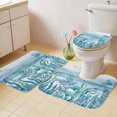thumbnail image 4 of Blue Summer Ocean Bathroom Rugs Set Jellyfish Seaweed Coastal Wood Grain Non Slip Absorbent Soft Bath Mats 3 Piece Set with Bathroom Rug, U-Shaped Floor Mat, Toilet Seat Cover Large Size, 4 of 9