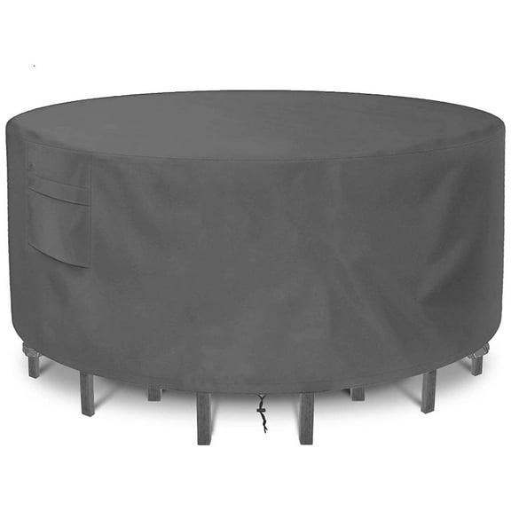 STARTWO Heavy Duty Outdoor Furniture Cover Waterproof for Patio Round Table Chairs Set,Gray