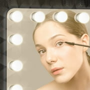 Keonjinn Hollywood Makeup Mirror Black Vanity Mirror with Lights, 23x18 Large Bedroom Makeup Mirror with Lights 15 Replaceable LED Bulbs Dimmable 3 Color Lighting Modes