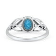 thumbnail image 3 of Oval Art Deco Celtic Band Ring Lab Created Blue Opal Ring 925 Sterling Silver Size 9, 3 of 5