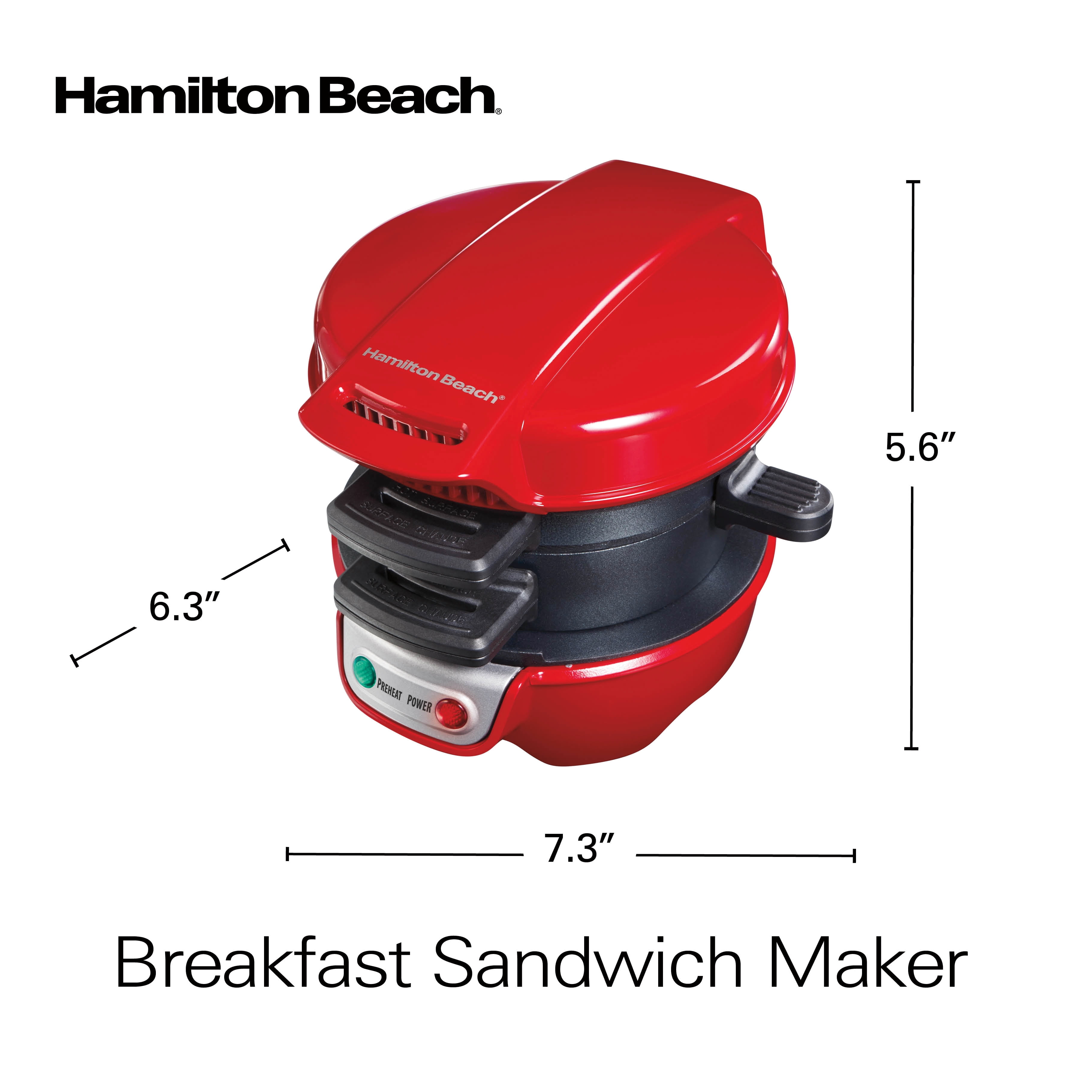 Hamilton Beach Breakfast Sandwich Maker with Egg Cooker Ring, Perfect for  English Muffins, Croissants, Mini Waffles