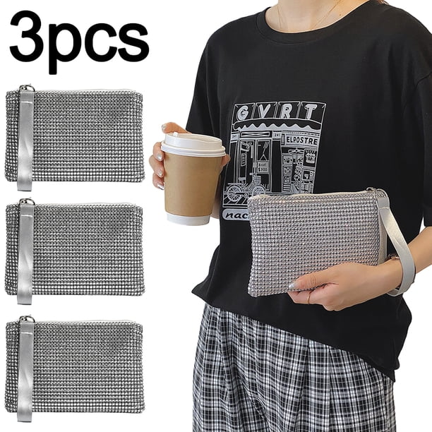 Monedero para Mujer Con Diamantes Imitación Bolso Mano para Mujer Monedero Con Purpurina