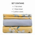 thumbnail image 3 of Organic-Club Cherry Blossom Cotton Bedding Set of 4 in Yellow Queen, 3 of 5