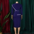 thumbnail image 5 of AURA Plus Size Belted Pencil Midi Dress High Waist Crewneck Long Sleeve Elegant Office Work Dress with Zipper, 5 of 10