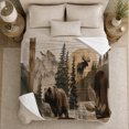 thumbnail image 5 of Rustic Wilderness Bear Moose Collage, Peaceful Mountain Lake Scene, Warm Flannel Blanket for Cabin and Lodge with Detailed Artwork, Outdoor Lovers Camping Gift, Rustic Home Decor, 5 of 9