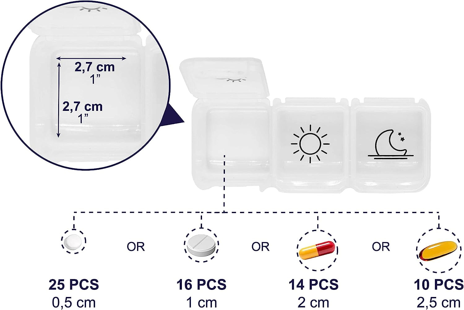 KMINA - Monthly Pill Organizer 3 Times a Day, Month Pill Box Organizer
