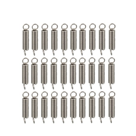 0.3x2x10mm Stainless Steel Small Dual Hook Tension Spring, 100pcs