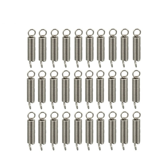 0.3x2x10mm Stainless Steel Small Dual Hook Tension Spring, 100pcs