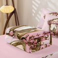 thumbnail image 4 of Erosebridal Vintage Sugar Gothic Cross Zipper Twin Comforter Sets with Fitted Sheet and 2 Pillowcases for Girls, Rose Floral Bloom Zipper Bedding Set, Pink Reversible, 4-Piece, 4 of 6