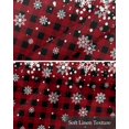 thumbnail image 6 of Faux Linen Valances for Windows Christmas White Snowflake Snow On Black and Red Plaid Curtains Valance Light Filtering Rod Pocket Small Window Treatment for Kitchen Living Room Bedroom 60x18In, 6 of 6