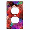 thumbnail image 2 of Metal Light Switch Plate Cover Rainbow Mandala Red Flower Tile Pattern MDL094, 2 of 13