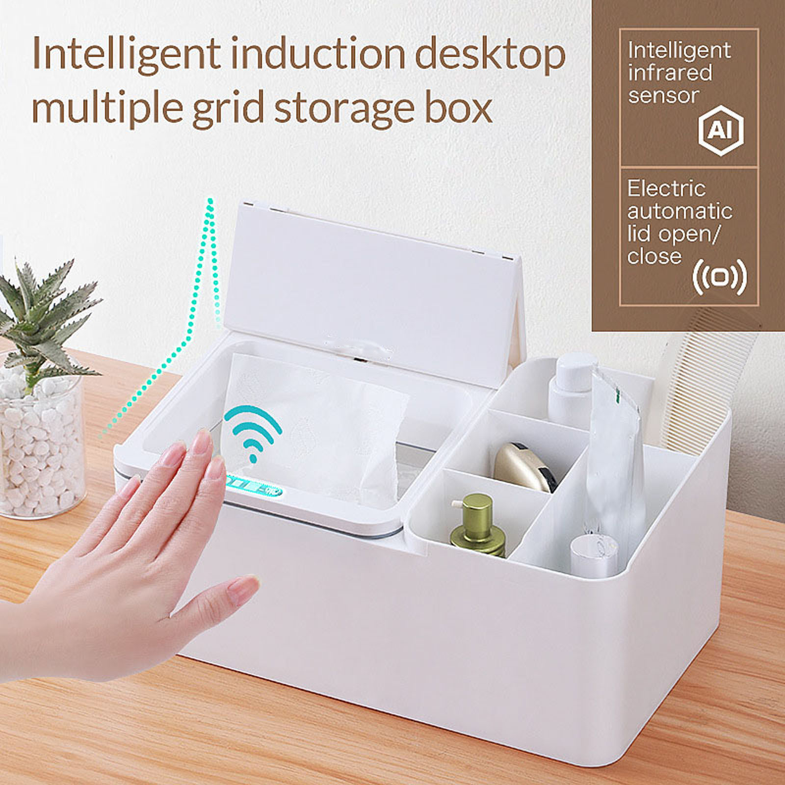 sruoe Desktop Storage Box, Desk Organizer Office Accessories, Make Up Desk Cosmetic Storage Box, Classic Office Supplies, Countertop Organizers for Bedroom, Bathroom Table Top Storage Box Sundry